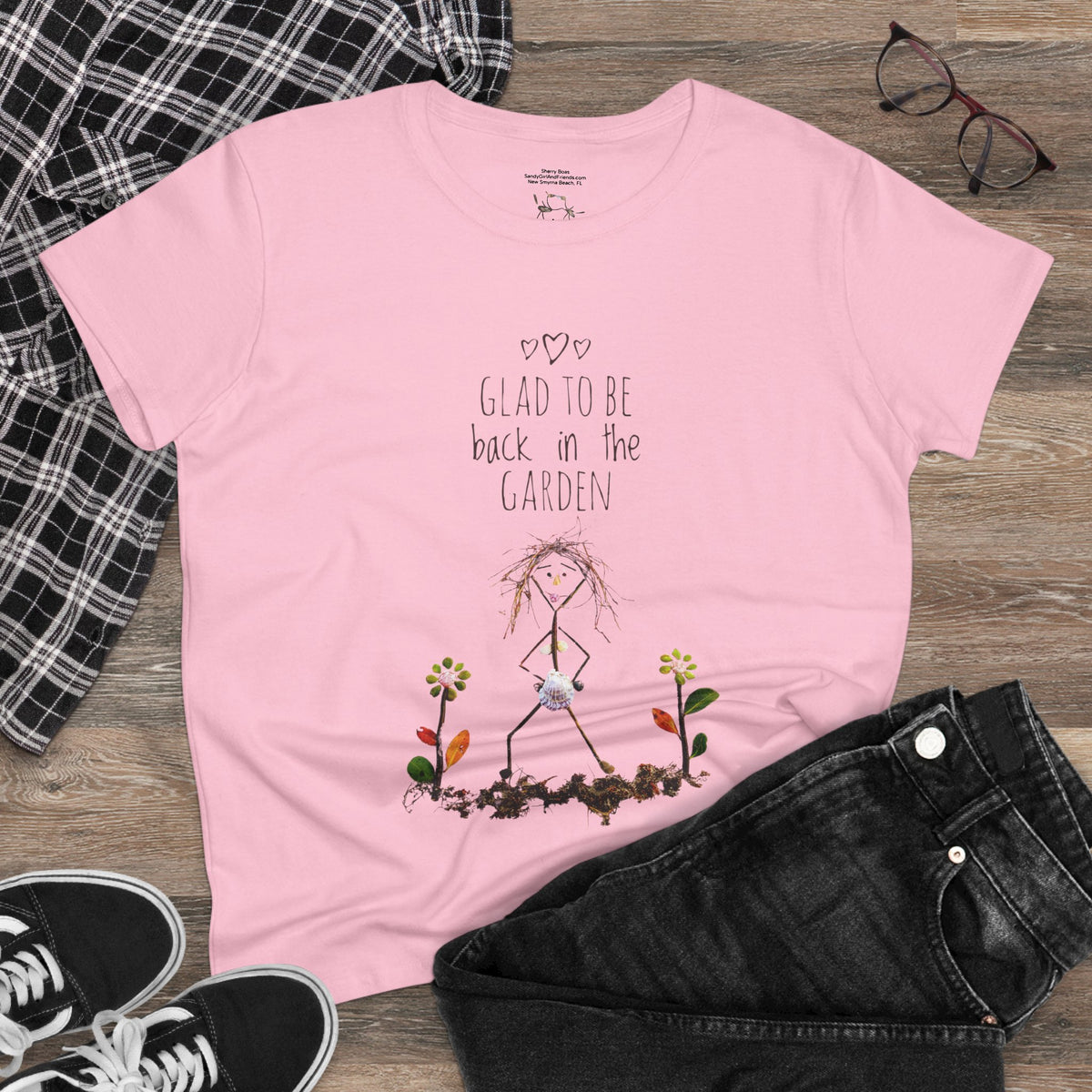Glad To Be Back In Then Garden Women's Midweight Cotton Tee