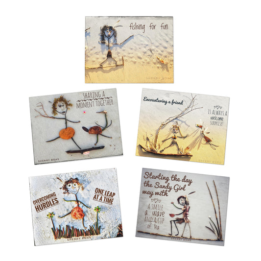 Sandy Girl and Friends Multi-Design Greeting Cards (5-Pack)