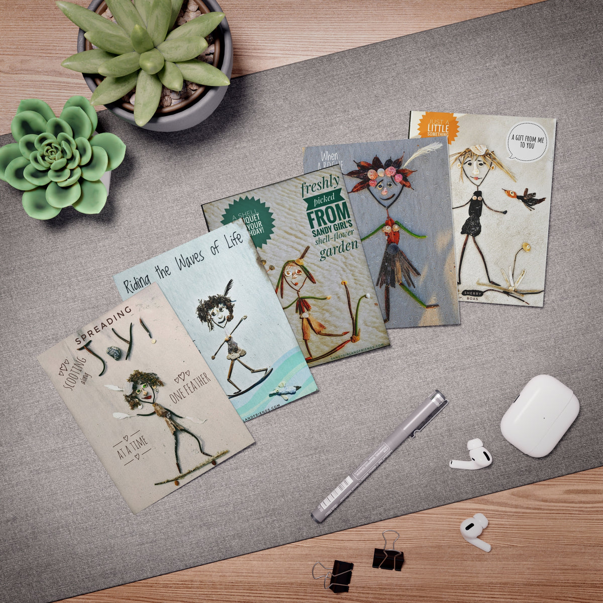 Sandy Girl and Friends Multi-Design Greeting Cards (5-Pack)