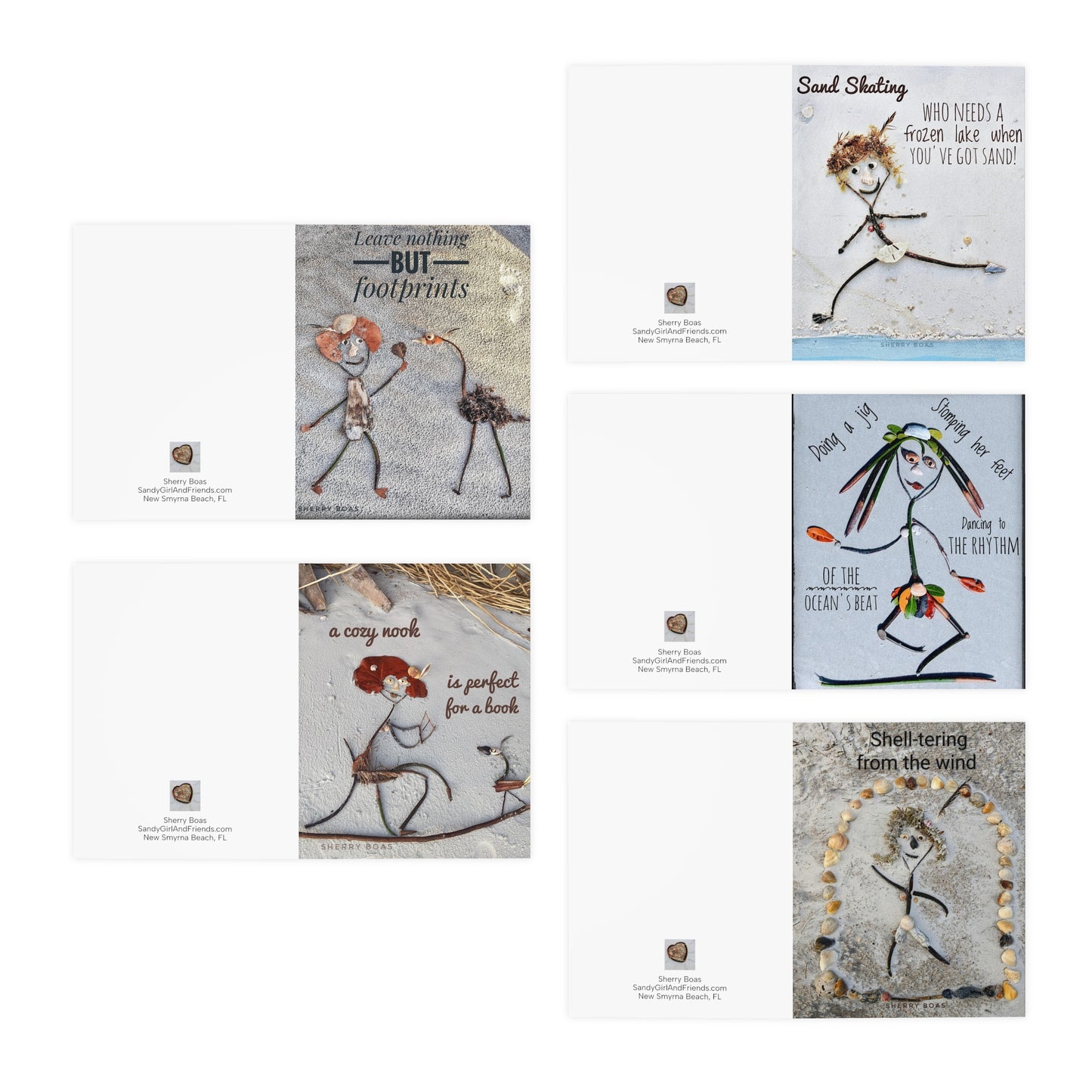 Sandy Girl and Friends Multi-Design Greeting Cards (5-Pack)