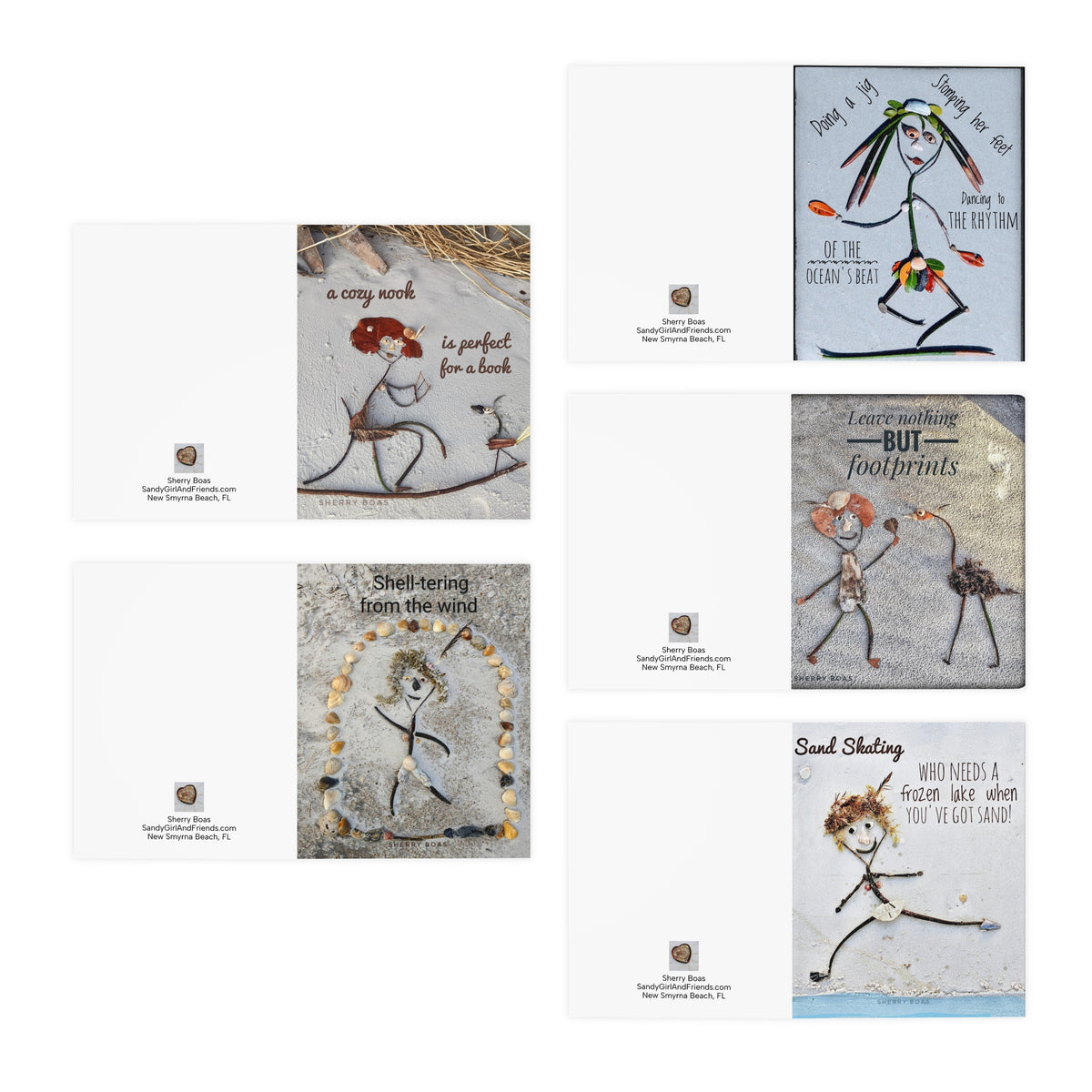 Sandy Girl and Friends Multi-Design Greeting Cards (5-Pack)