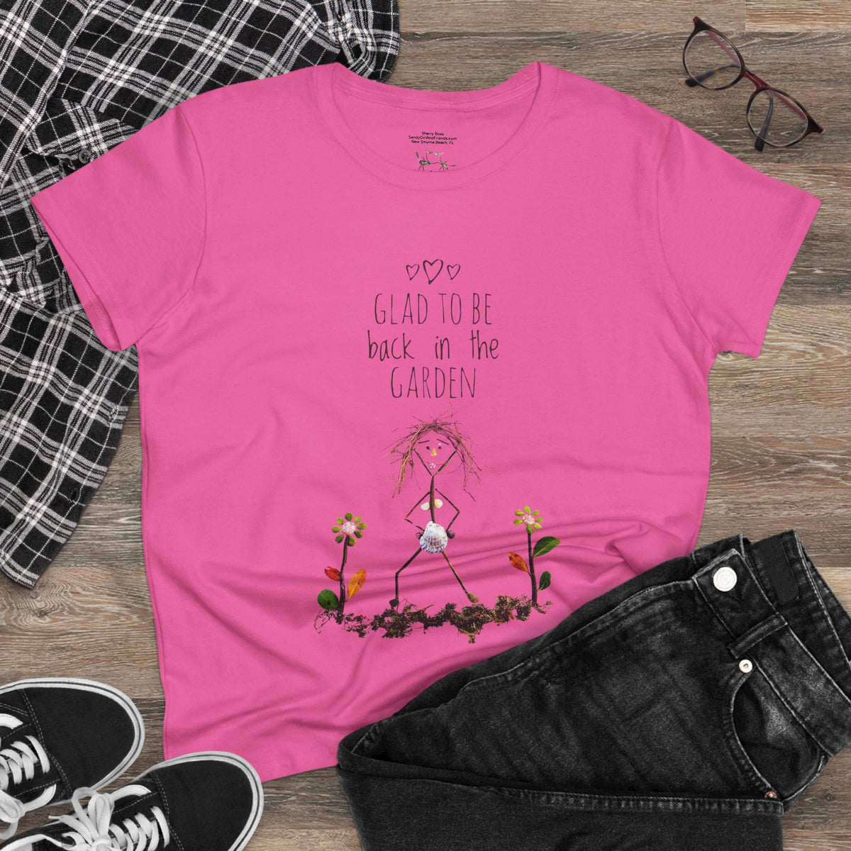 Glad To Be Back In Then Garden Women's Midweight Cotton Tee