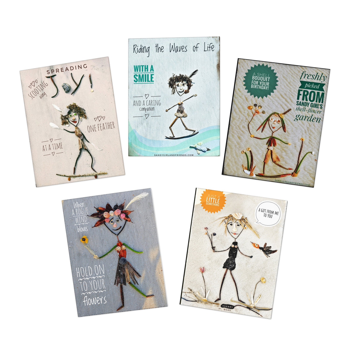 Sandy Girl and Friends Multi-Design Greeting Cards (5-Pack)
